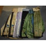 FIVE LATE 19TH CENTURY CHINESE SILK EMBROIDERED SKIRTS Late Qing. 89 cm x 125 cm, 99 cm x 208 cm, 91