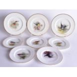 Royal Worcester three ornithological plates painted with different birds titled verso, signed W.