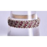 A 9CT GOLD DIAMOND AND RUBY RING. 2.4 grams. P.