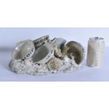 A CHINESE QING DYNASTY SHIPWRECK BLUE AND WHITE CORAL SCULPTURE. 30cm x 18 cm.