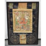 AN 18TH/19TH CENTURY CHINESE TIBETAN PAINTED THANGKA Qing. 104 cm x 73 cm.