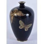 A FINE LATE 19TH CENTURY JAPANESE MEIJI PERIOD GOLD WIRE SILVER CLOISONNE VASE possibly by Hayashi
