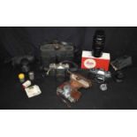 A collection of cameras, lenses and equipment. Zenit, Leitz (6)