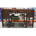 A 19TH CENTURY CHINESE CARVED HUANGHUALI WOOD DESK Late Qing. 143 cm x 70 cm x 74 cm.