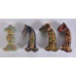 FOUR MIDDLE EASTERN LACQUERED HARD STONE DAGGER HANDLES. 12 cm long. (4)