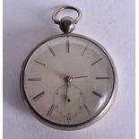 A RARE SILVER FUSEE MOVEMENT OPEN FACE POCKET WATCH WITH A MASONIC INSCRIPTION "To P.G.John Baker by
