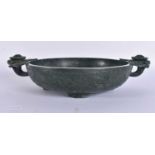 A FINE AND RARE 18TH/19TH CENTURY CHINESE MUGHAL STYLE SPINACH JADE MARRIAGE BOWL Qianlong/