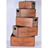 A set of graduating wooden champagne related wooden boxes 15 x 35 x 22cm (5)