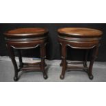 A PAIR OF LATE 19TH CENTURY CHINESE CARVED HUANGHUALI WOOD STANDS Qing. 52 cm x 45 cm.