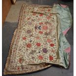 A VERY LARGE 19TH CENTURY CHINESE SILK EMBROIDERED BIRD PANEL Qing. 235 cm x 260 cm.
