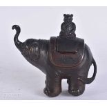 AN 18TH/19TH CENTURY JAPANESE EDO PERIOD BRONZE ELEPHANT INKWELL. 10 cm x 10 cm.