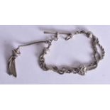 AN ANTIQUE SILVER WATCH CHAIN. 19.5 grams. 27cm long.