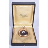 A cased gold plated half hunter Thomas Russel and sons pocket watch 3.5 cm
