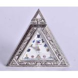 A Triangular Silver Cased Masonic Pocket Watch. Working. 4.9cm x 5.5 cm