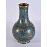 AN 18TH CENTURY CHINESE CLOISONNE ENAMEL VASE Qianlong mark and period. 21 cm x 9 cm.