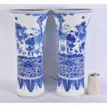 A FINE PAIR OF CHINESE QING DYNASTY BLUE AND WHITE PORCELAIN GU FORM VASES probably Kangxi,