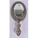 A FINE 19TH CENTURY CHINESE EXPORT SILVER HAND MIRROR. 443 grams overall.26cm x 12 cm.