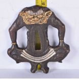 A Japanese bronze Tsuba 8 x 7 cm (2)