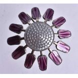 Sterling Silver Scandinavian / Denmark Enamel Brooch by Aksel Holmesen. 14 grams. 4.5 cm wide.