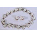 AN ART DECO DANISH SILVER AND ENAMEL NECKLACE with matching earrings. 52.5 grams. 37 cm long. (3)