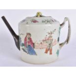 A LATE 18TH/19TH CENTURY CHINESE FAMILLE ROSE PORCELAIN TEAPOT AND COVER Qing. 22cm wide.