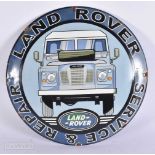 AN ENAMEL LAND ROVER SERVICE SIGN. 28 cm wide.