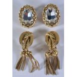 Two Pairs of Christian Dior Gold Tone Clip-on Earrings. total weight 71g (4)