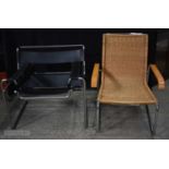 An Italian Chrome and leather armchair together with a 1970's Thonet Breuer style Tubular steel