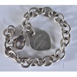 Tiffany & Co Sterling Silver Belcher Link Bracelet w/ Heart Tag. 17cm long, weight 34g
