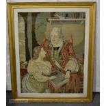 A LARGE VICTORIAN WOOLWORK TAPESTRY. 129 cm x 105 cm.