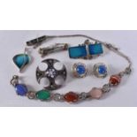 Sterling Silver Celtic Jewellery inc Two Bracelets, A Necklace, A Pair of Earrings, Two Brooches and