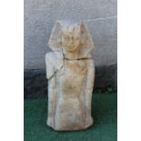 AN EGYPTIAN CARVED SANDSTONE FIGURE OF A BOY, half length and possibly antique, and with carved