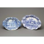 A STAFFORDSHIRE POTTERY BLUE PRINTED BEEMASTER PATTERN TUREEN, early 19th century, unmarked, 13 1/2"