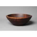 A LATE 19TH CENTURY CIRCULAR SYCAMORE DAIRY/DOUGH BOWL with reeded border, 15 1/2" diameter