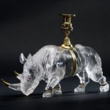 Großes Bergkristall-Nashorn (Tischdekoration mit Leuchter)