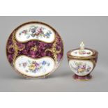 Zuckerdose mit Untersatz, Sevres,