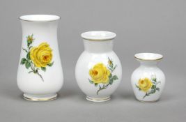 Drei kleine Vasen, Meissen, 20. Jh
