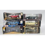 SIX BOXED 1/18 SCALE DIE-CAST MODEL VEHICLES TO INCLUDE '1959 JAGUAR MARK II', 'MINI COOPER',