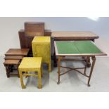 A GROUP OF OCCASIONAL FURNITURE TO INCLUDE NEST OF THREE GRADUATED TABLES, OAK BUREAU BOOKSHELF,