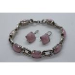 A SILVER "THOMAS SABO" BRACELET AND MATCHING EARRINGS IN ORIGINAL PRESENTATION BOX.