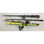 A GROUP OF BEACH FISHING RODS AND REELS TO INCLUDE TITAN SPORT, NGT, ETC.