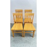 A SET OF FOUR BEECHWOOD KITCHEN CHAIRS.