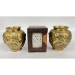 A VINTAGE BRASS FINISH CARRIAGE CLOCK IN FITTED CASE,