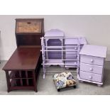 A GROUP OF OCCASIONAL AND BEDROOM FURNITURE TO INCLUDE PAINTED PINE 2 DRAWER CHESTS,