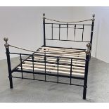 A REPRODUCTION TRADITIONAL VICTORIAN STYLE BRASS AND METAL DOUBLE BEDSTEAD.