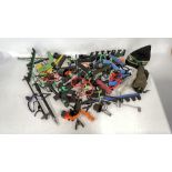 BOX OF ASSORTED FISHING TACKLE AND ACCESSORIES, ROD RESTS, ETC.