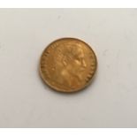 GOLD COINS: FRANCE 1855 GOLD FIVE FRANCS, BROKEN SOLDERED MOUNT ON REVERSE.