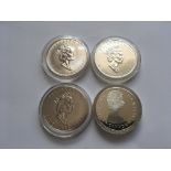 COINS: CANADA MAPLE LEAF 1oz SILVER FIVE DOLLARS 1990, 1992,