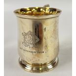 A SILVER CHRISTENING MUG, LONDON ASSAY, INSCRIBED WITH NAME AND DATE 1898.