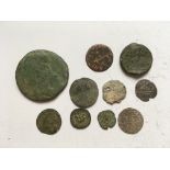 COINS: A SELECTION 'DETECTOR FINDS' TO INCLUDE ELIZABETH 1ST HALFGROAT, ROSE FARTHINGS ETC.